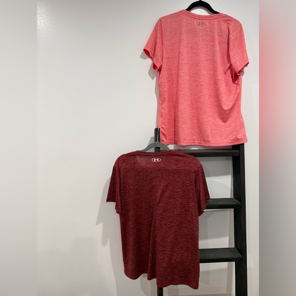 Under Armour Women’s Short Sleeve Tees - Coral & Maroon - Picture 2 of 8
